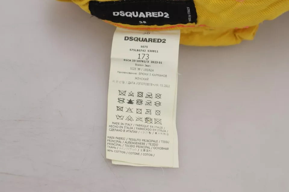 Dsquared² Sarı Yüksek Bel Düz Kot Boston Pantolon Pamuklu